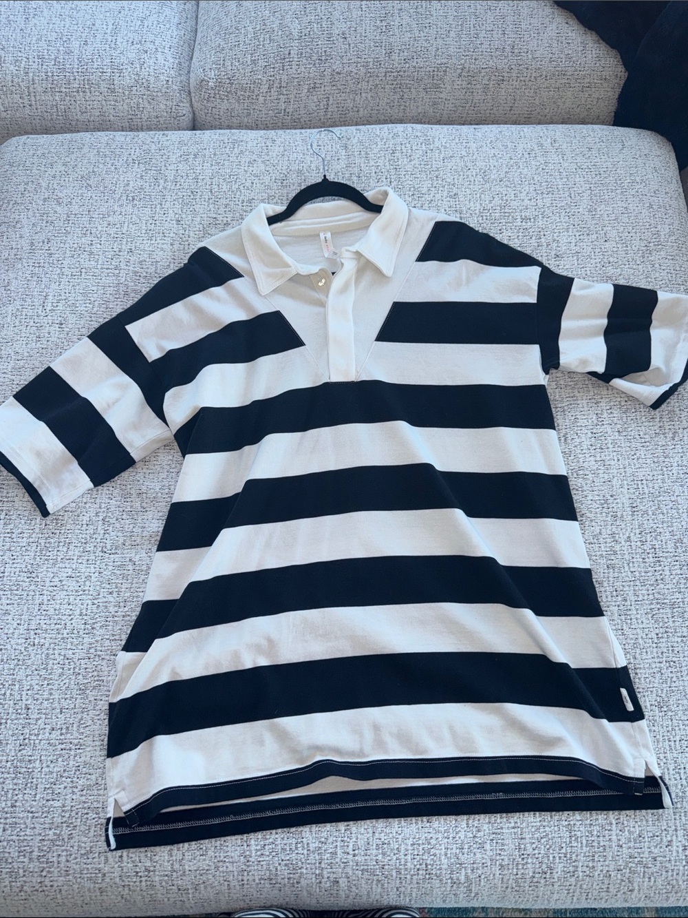 Classic Black and White Striped Polo Dress